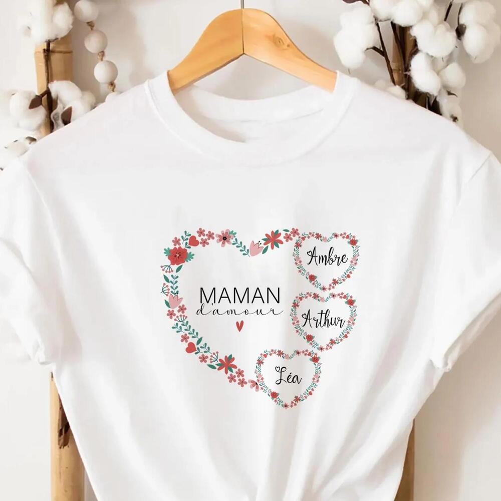 T-Shirt For Mom Grandma With Red Heart Birthday Gift For Mom Tees